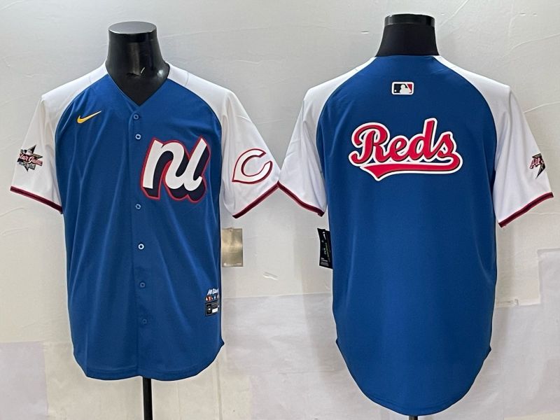 Men Cincinnati Reds Blank Blue white All star 2025 Nike MLB Jersey style 02